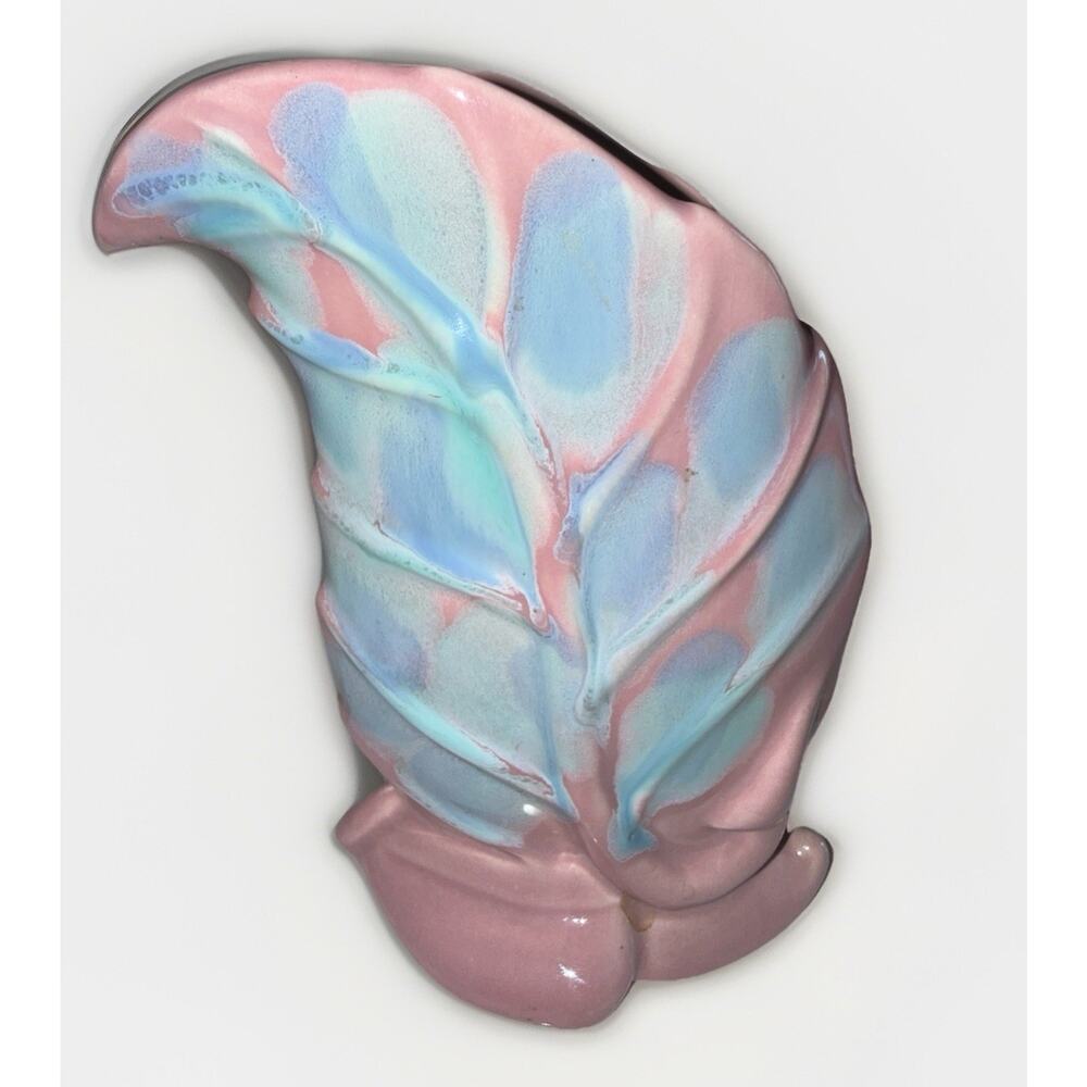 MCM Royal Haeger Leaf Vase 6x4” Marble Glaze Ceramic Vintage Mid Century